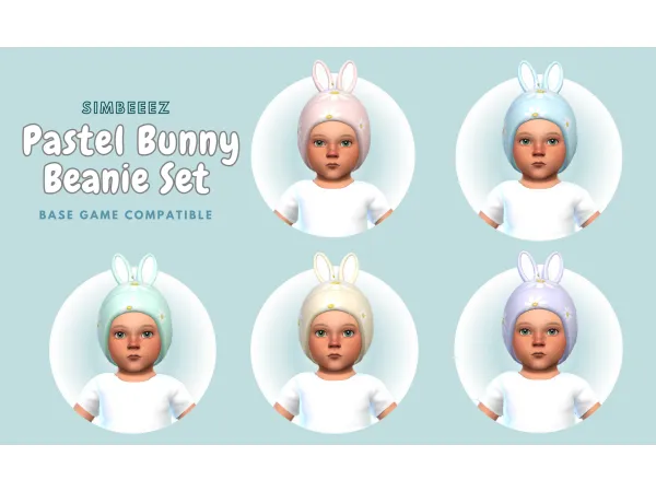 Maxis Match Pastel Bunny Beanie Set by Simbeeez - The Sims 4 Custom Content
