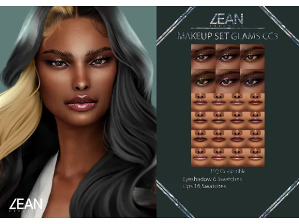 Mix LEAN MAKEUP SET GLAMS CC3 - The Sims 4 Custom Content