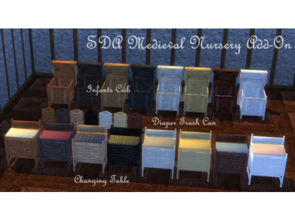 SDA Medieval Nursery (P3) Infants Add-Ons: Crib & Changing Table