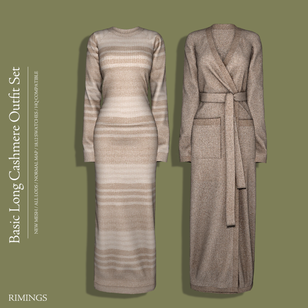 Alpha [RIMINGS] Basic Long Cashmere Outfit Set by simsfinds - The Sims 4 Custom Content