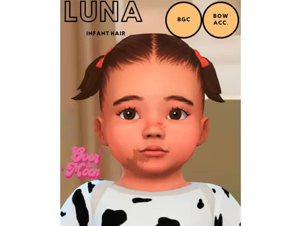 Maxis Match Luna Hair and Bow Accessory For Infants by OverTheMoon - The Sims 4 Custom Content