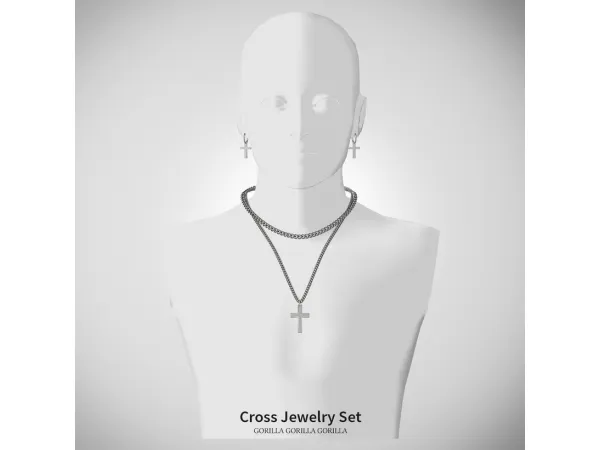 Alpha Cross Jewelry Set by Gorillax3 - The Sims 4 Custom Content
