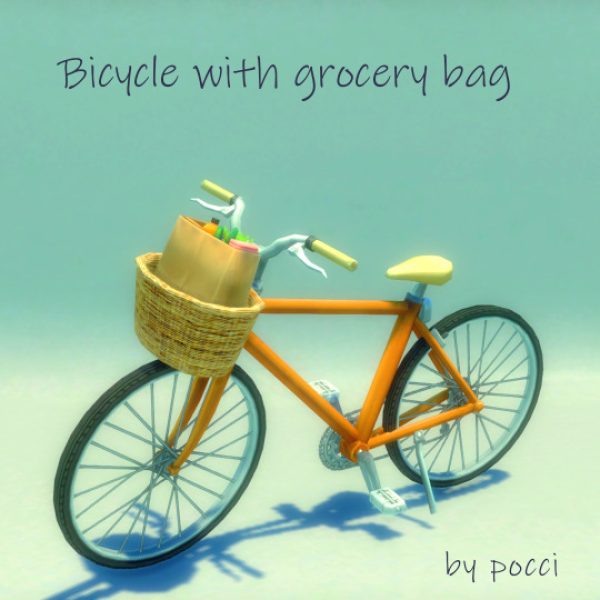 Maxis Match Bicycle with grocery bag by simsfinds - The Sims 4 Custom Content