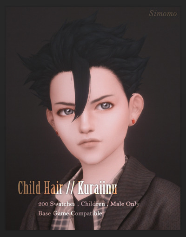 Maxis Match Kuraiinu Hair [Child Conversion] by simsfinds - The Sims 4 Custom Content