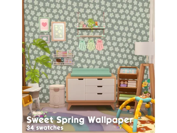 Maxis Match Sweet Spring and Little Love Story Wallpapers - The Sims 4 Custom Content