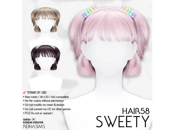 Alpha Reina_TS4_58_Sweety hair hairpin by Reina Sims4 - The Sims 4 Custom Content