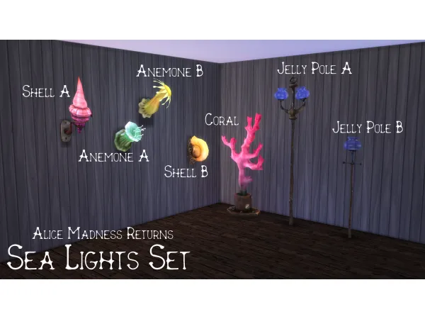 Maxis Match Sea Lights Set Alice Madness Returns Conversion by GhostWitch - The Sims 4 Custom Content