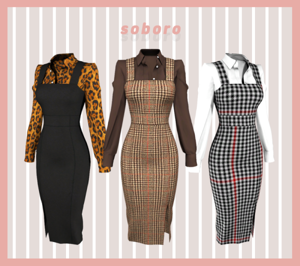 Alpha soboro Simple Layered Midi One piece by simsfinds - The Sims 4 Custom Content