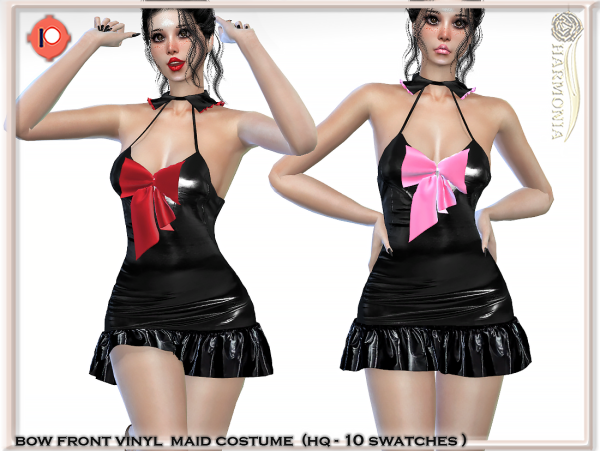 Alpha BOW FRONT VINYL SEXY COSPLAY COSTUME by simsfinds - The Sims 4 Custom Content