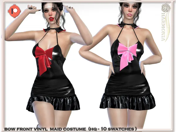 Alpha BOW FRONT VINYL SEXY COSPLAY COSTUME by Harmonia's Secret - The Sims 4 Custom Content