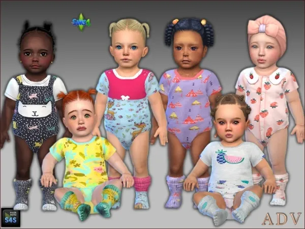 Maxis Match Onesies and socks for infant girls - The Sims 4 Custom Content