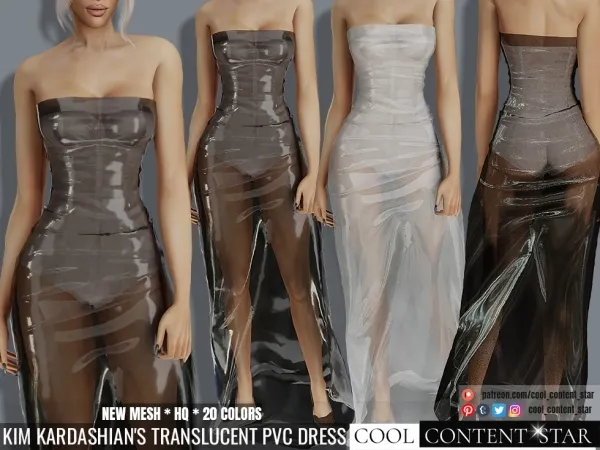 Alpha Kim Kardashian's Translucent PVC Dress cool_content_star - The Sims 4 Custom Content