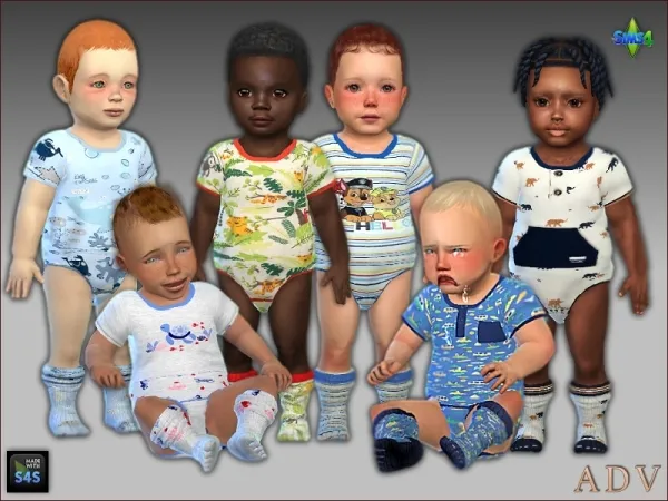 Maxis Match Onesies and socks for infant boys - The Sims 4 Custom Content
