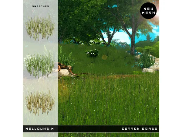 Alpha Cotton Grass by MELLOUWSIM - The Sims 4 Custom Content