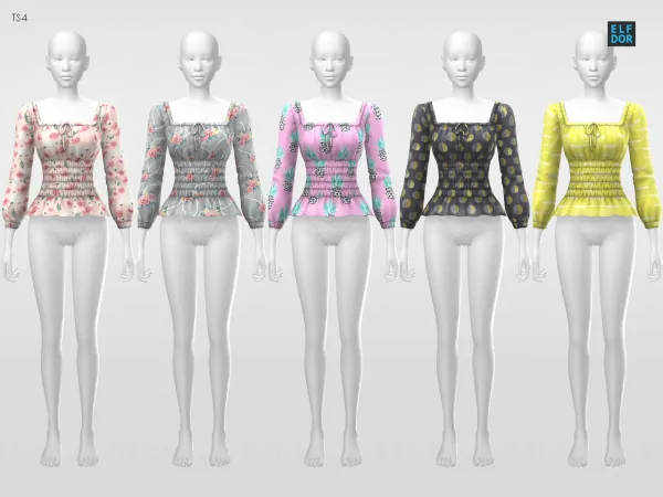 Maxis Match Spring Blouse by elfdor - The Sims 4 Custom Content