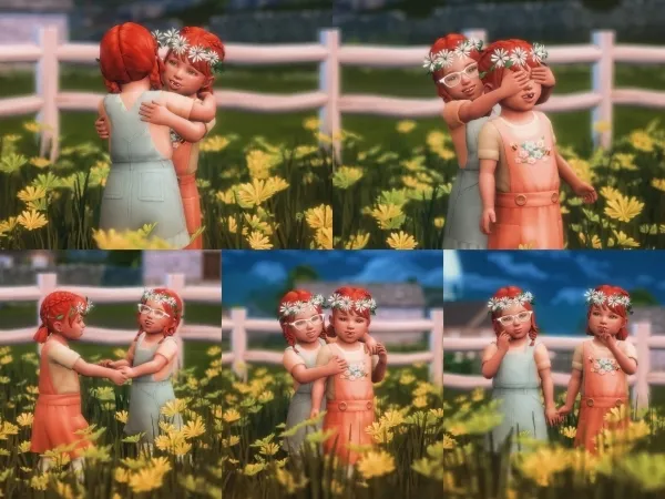 Mix Cute Little Twins Pose Pack - The Sims 4 Custom Content