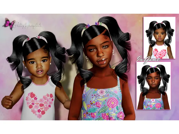 Alpha Children Butterfly Ponytails - The Sims 4 Custom Content