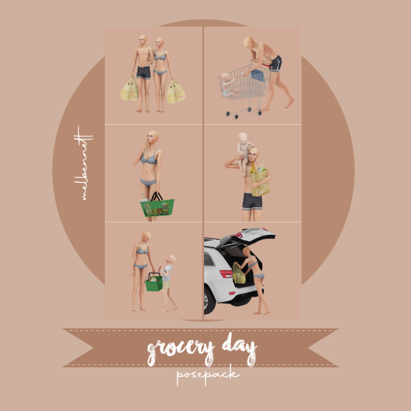 Mix Grocery Day Posepack by melbennett - The Sims 4 Custom Content