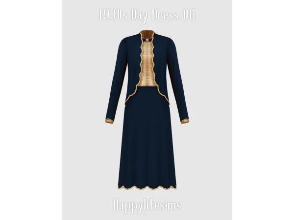 Mix [Lonelyboy] 1930s Day Dress 06 (Koonam) by HappyLifeSims - The Sims 4 Custom Content