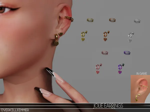 Alpha Jolie earrings by overkillsimmer - The Sims 4 Custom Content