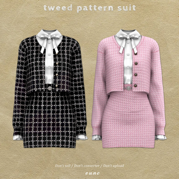 Alpha tweed pattern suit by simsfinds - The Sims 4 Custom Content