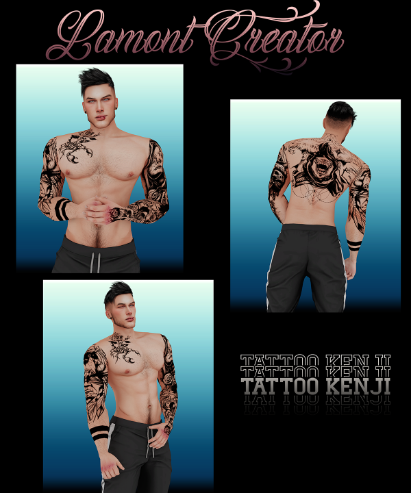 Mix Tattoo Kenji by lamontcreatorr - The Sims 4 Custom Content