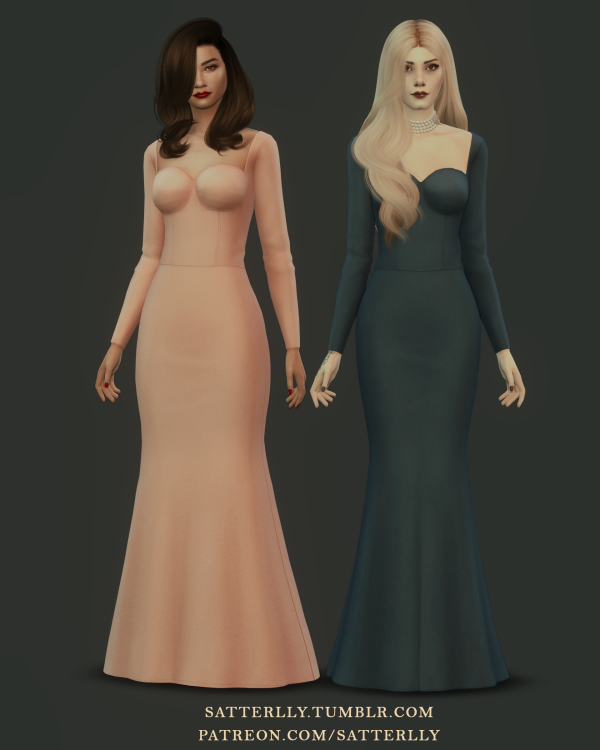 Maxis Match Dress Caroline (long) by simsfinds - The Sims 4 Custom Content
