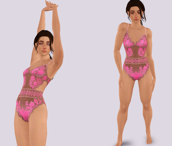 4to3 Lace Bodysuit (Simstimates Kit) by simsfinds - The Sims 3 Custom Content