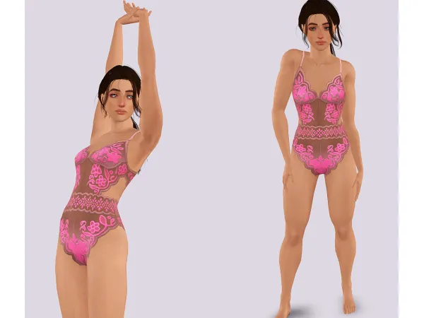 4to3 Lace Bodysuit (Simstimates Kit) - The Sims 3 Custom Content
