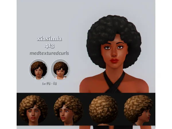 4t3 Med Textured Curls Afro - The Sims 3 Custom Content