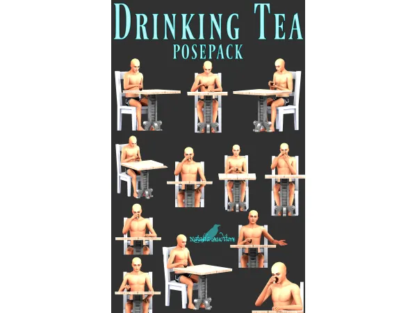 Mix Drinking Tea alone version Auditore by Natalia - The Sims 4 Custom Content