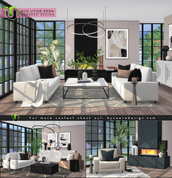 Alpha Hilo Living Room by simsfinds - The Sims 4 Custom Content