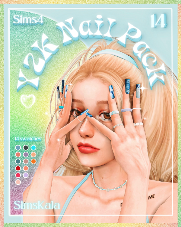 Mix Y2K Nail Pack by simsfinds - The Sims 4 Custom Content