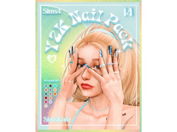 Mix Y2K Nail Pack by SimsKala - The Sims 4 Custom Content