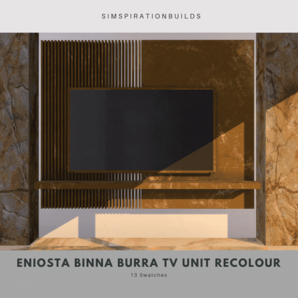 Alpha Eniosta Binna Burra TV Unit Recolour by simsfinds - The Sims 4 Custom Content