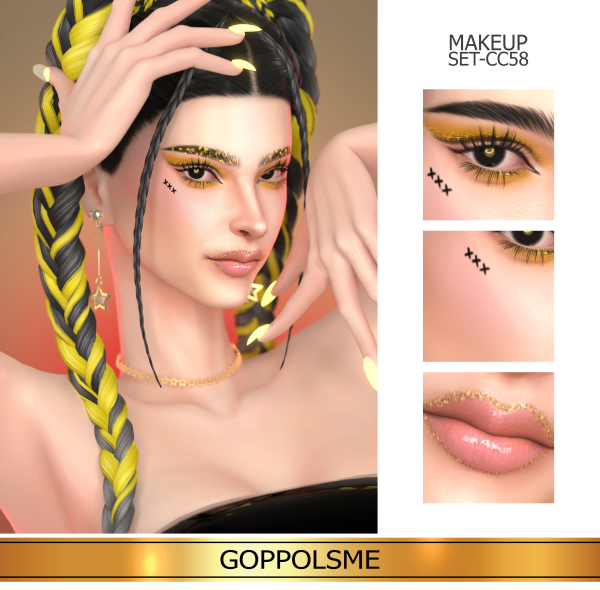 Alpha GPME GOLD MAKEUP SET CC58 by simsfinds - The Sims 4 Custom Content