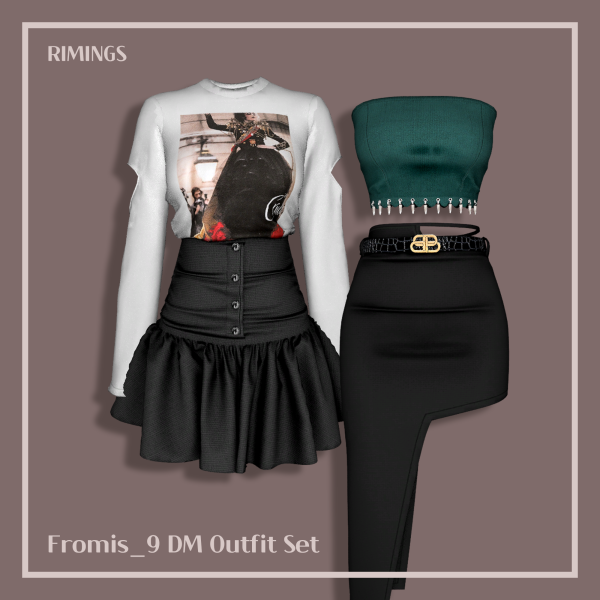 Alpha [RIMINGS] Fromis_9 DM Outfit Set by simsfinds - The Sims 4 Custom Content
