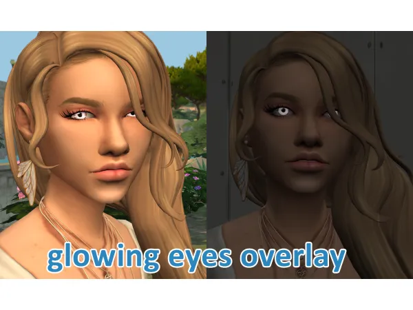 Mix glowing eyes overlay (skin detailbrow scarseye detail) by Senni - The Sims 4 Custom Content