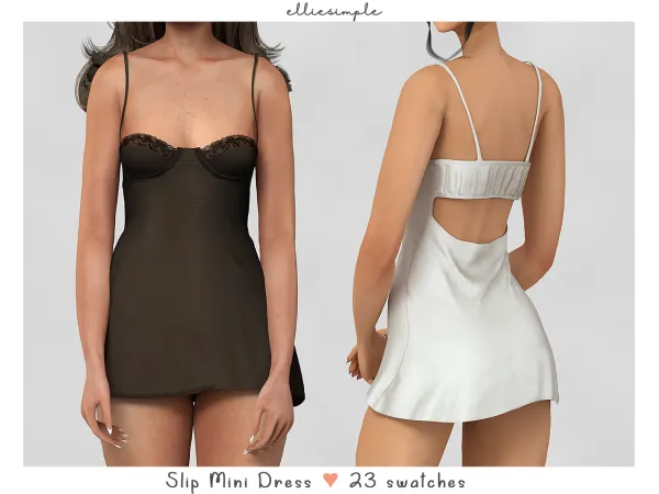 Alpha Elliesimple Slip Mini Dress (Self Love Collection) - The Sims 4 Custom Content