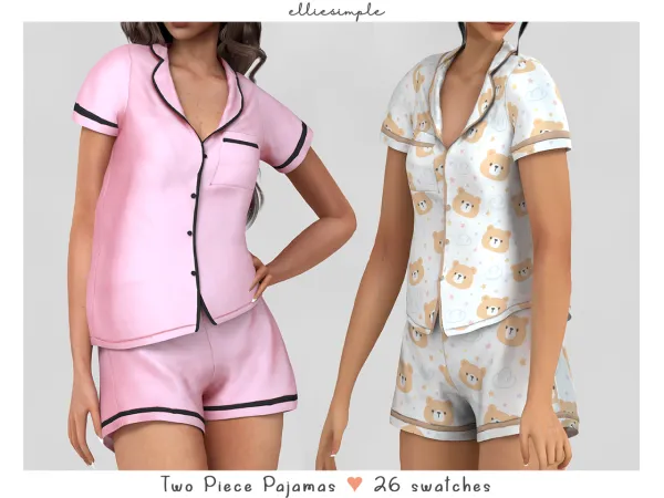 Alpha Elliesimple Two Piece Pajamas (Self Love Collection) - The Sims 4 Custom Content