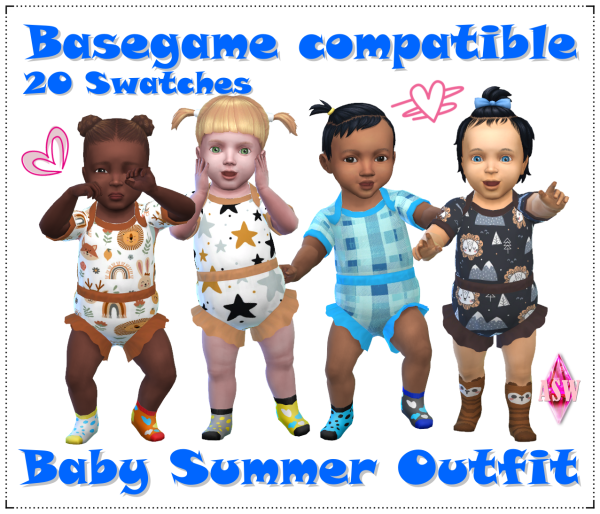Maxis Match Baby Summer Outfit by simsfinds - The Sims 4 Custom Content