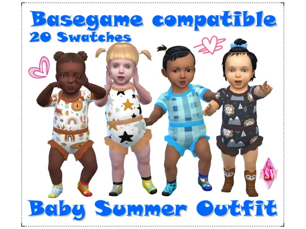 Maxis Match Baby Summer Outfit by Annett's Sims 4 Welt ASW - The Sims 4 Custom Content