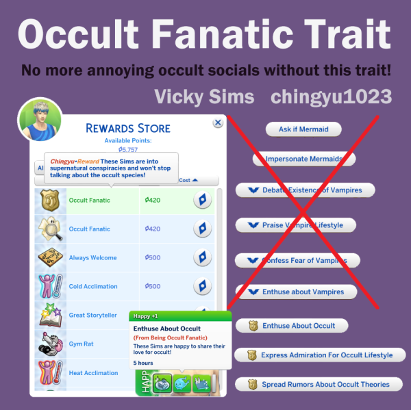 Mix Occult Fanatic Trait V2 by simsfinds - The Sims 4 Custom Content