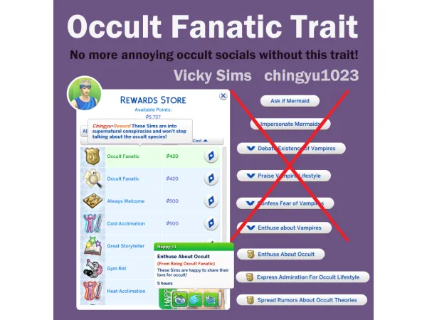 Mix Occult Fanatic Trait V2 by Vicky Sims - The Sims 4 Custom Content
