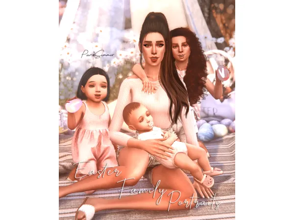 Mix Easter Family Portraits 7 group poses for the whole family (child toddler and infant) - The Sims 4 Custom Content