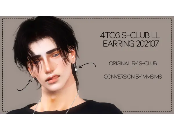 4to3 S Club LL Earring 202107 by VMSims - The Sims 3 Custom Content
