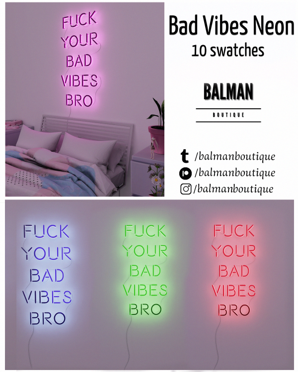 Alpha Neon Collection Bad Vibes Gift by simsfinds - The Sims 4 Custom Content