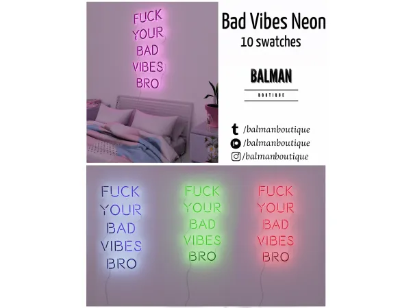 Alpha Neon Collection Bad Vibes Gift by Balman Boutique - The Sims 4 Custom Content