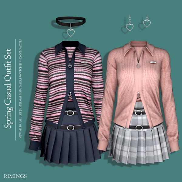Alpha [RIMINGS] Spring Casual Outfit Set by simsfinds - The Sims 4 Custom Content