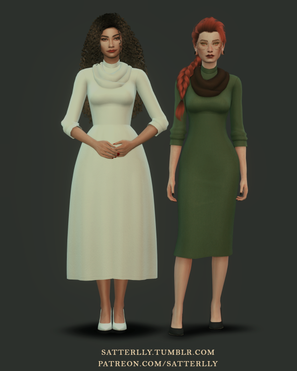Maxis Match Set of dresses with a scarf Noa by simsfinds - The Sims 4 Custom Content